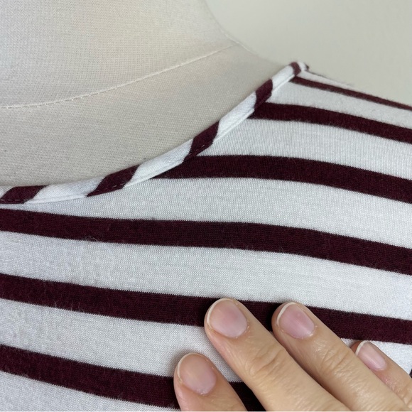 Green Envelope Brown White Stripe Short Sleeve Top Women Small - Picture 5 of 7